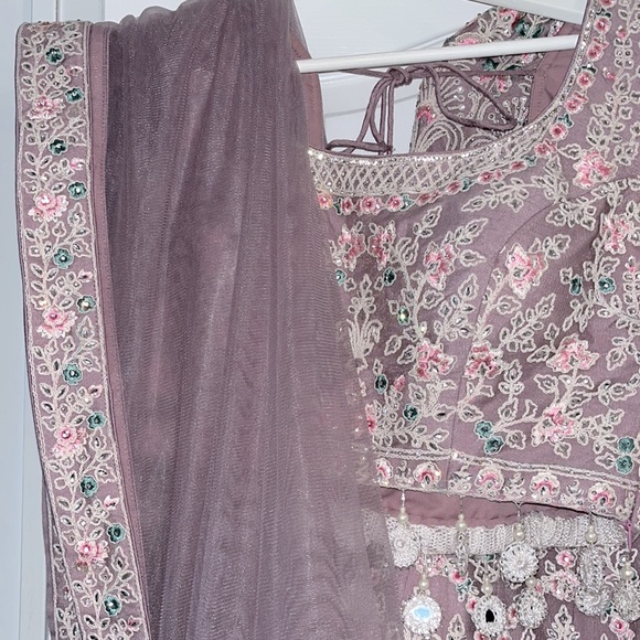 Full lavender lehenga set fully embellished and complimentary accents - Picture 3 of 5